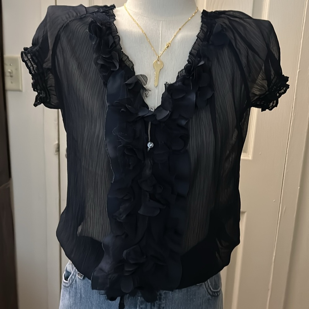 Abercrombie & Fitch Sheer Blue Blouse Size S